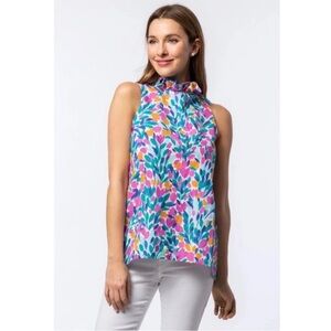 NWT Tyler Boe Claudette Ruffle Neck Multicolor Sleeveless Blouse - S